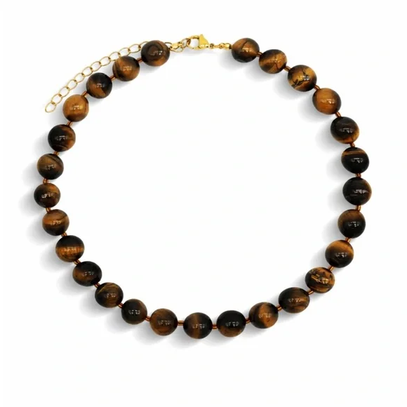 New! Tiger Eye Beaded Necklace (1043) NWOT - Picture 3 of 4